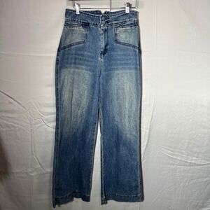 House of Harlow 1960 Wide Leg Jeans Women's 28 High Rise Blue Denim Vintage Look